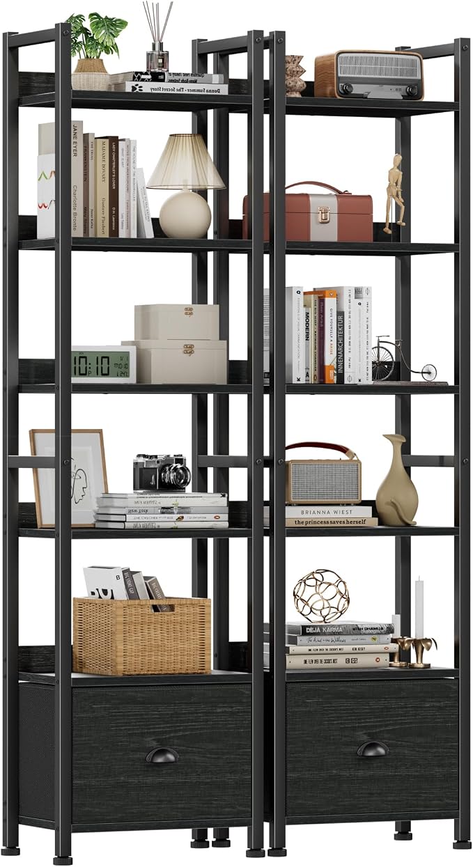 Furologee Book Shelf Set of 2, 6 Tier Tall Shelf by Furologee