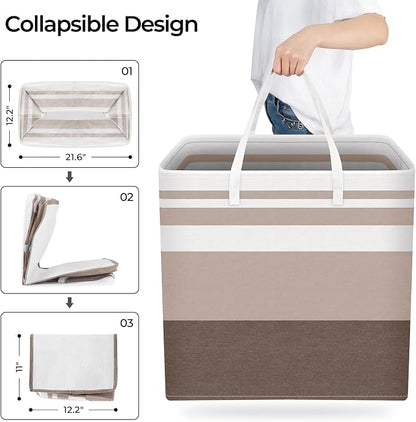 HomeHacks 2-Pack Large Laundry Basket, Waterproof, Freestanding Laundry Hamper - Image 8