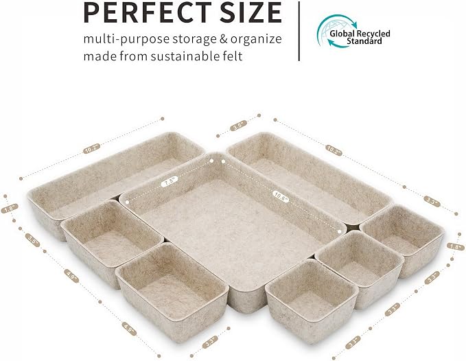 Welaxy 8pc Nordic Minimalist Desk Organizer Tray Beige Oatmeal Storage - Image 7