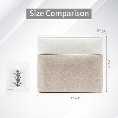 Large Fabric Storage Baskets | 50L Storage Bins, Decorative Linen Closet Baskets - Image 3