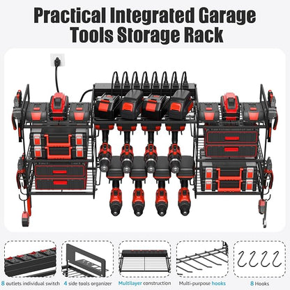 CCCEI Black Power Tool Organizer Wall Mount, Large Tools and Battery Storage - Image 6