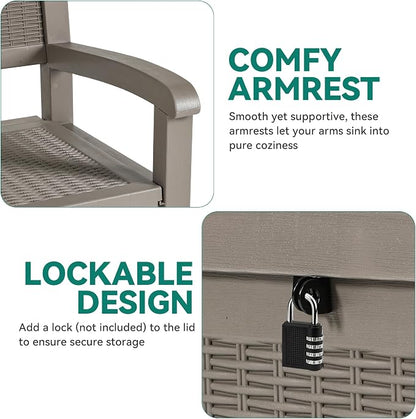YITAHOME 80 Gallon Storage Bench Deck Box, Lockable Patio Bench, Waterproof - Image 3