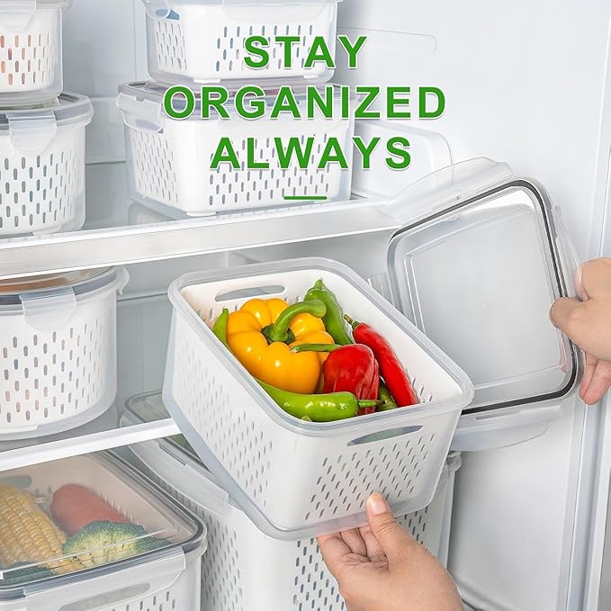 5 PCS Fruit Storage Containers for Fridge, Leakproof Produce Containers for - Image 6