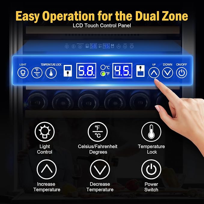 Wine Cooler Refrigerator 24 Inch, 180 Bottles Large Wine Fridge Dual Zones - Image 3