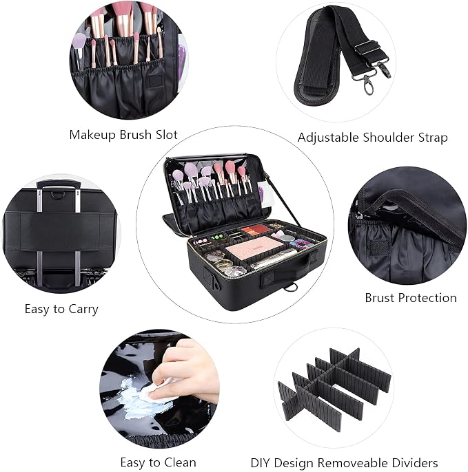 JOURMON Travel Makeup Train Case, Large Capacity Cosmetic Bags - Image 6