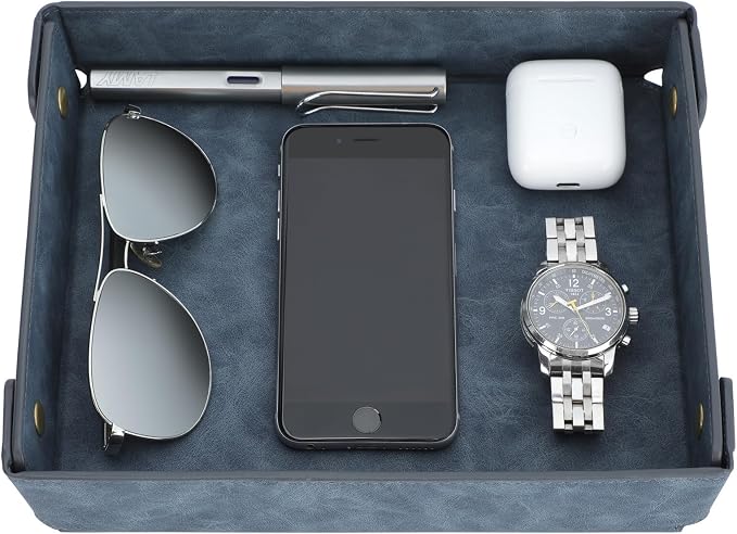 CASIRENA Father's Day Gifts Faux Leather Valet Tray Organizer by CASIRENA