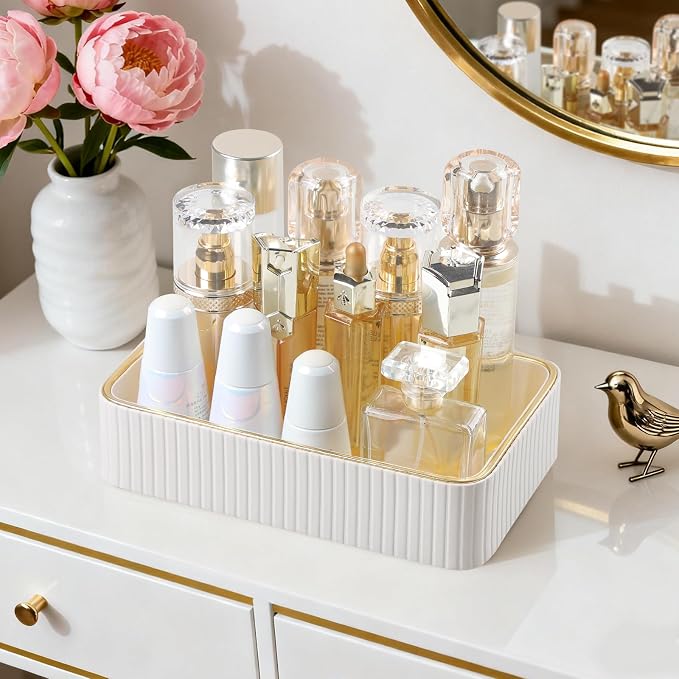 Desk Organizer Tray, PU Leather Nightstand Organizer Perfume Valet Tray - Image 3