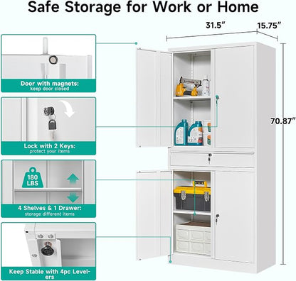 SISESOL White Metal Storage Cabinet - Image 2