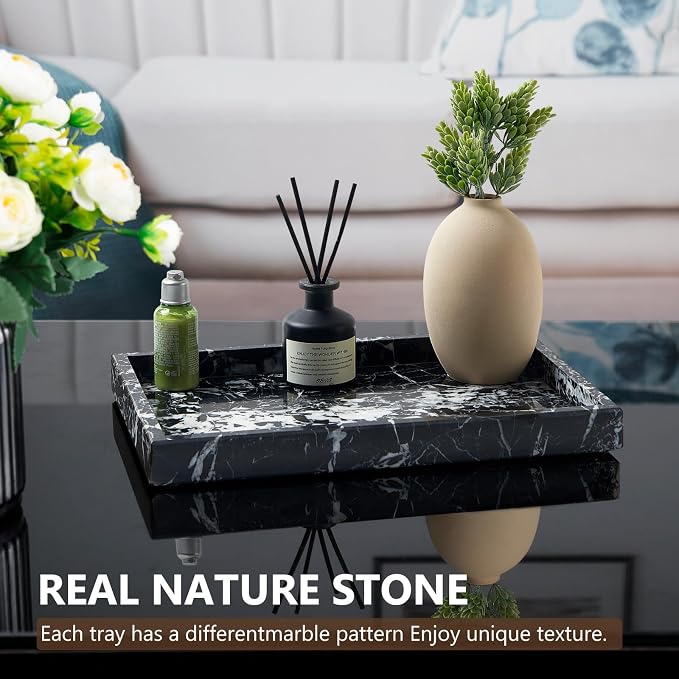 Real Natural Marble Tray for Bathroom, Kitchen and Desktop, Rectangle Genuine - Image 6