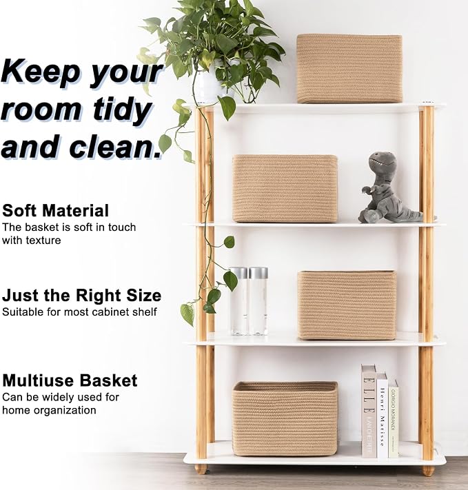 4 Pack Storage Baskets for Organizing, Woven Baskets for Shelves - Image 2