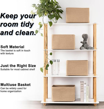 4 Pack Storage Baskets for Organizing, Woven Baskets for Shelves - Image 2