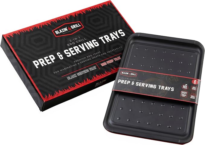 BLAZIN' GRILL Prep and Serve Trays | Set of 2 Stackable, Melamine Trays | - Image 5
