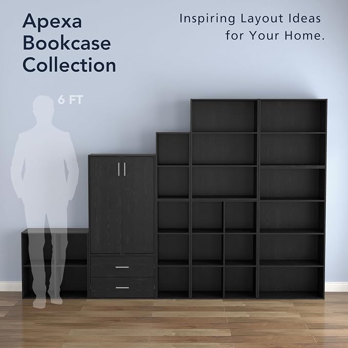Homes: Inside + Out Apexa 6-Cube Storage Organizer Shelves, Stackable Wood - Image 8