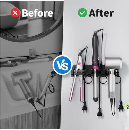 Hair Dryer Holder Wall Mounted, 3 in 1 Metal Hair Tool Organizer - Image 6