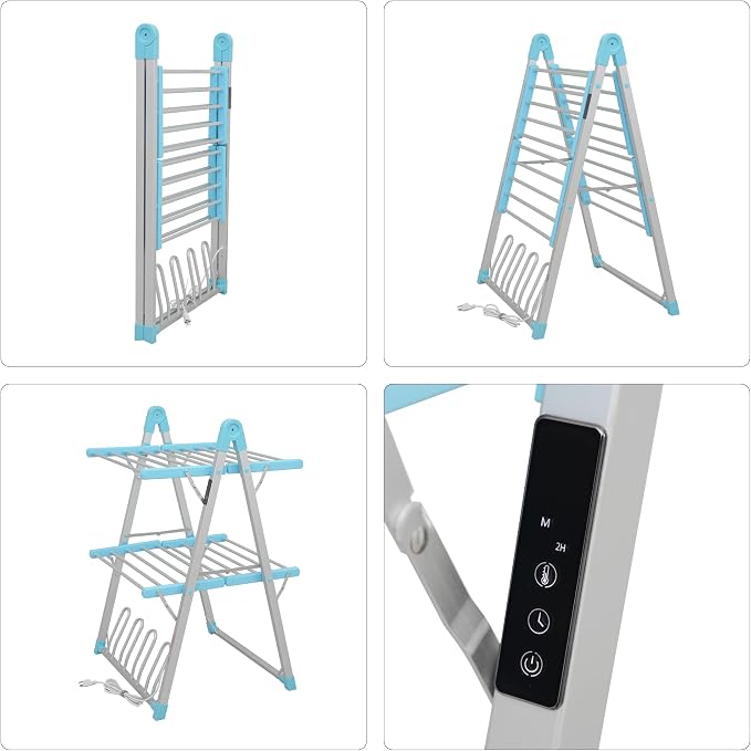 Electric Heated Clothes Drying Rack, Foldable Heated Garment Dryer - Image 7