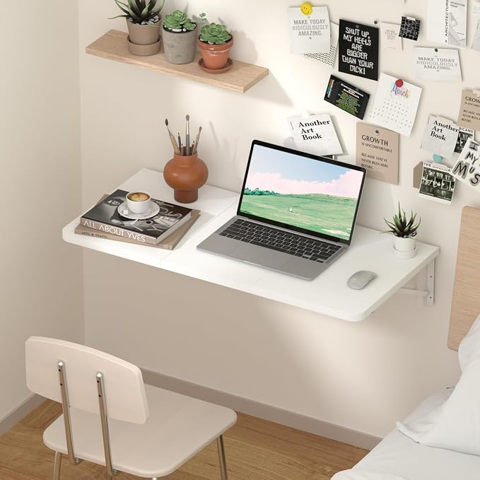 TEAMIX Wall Mounted Desk, Wall Floating Desk - Image 2