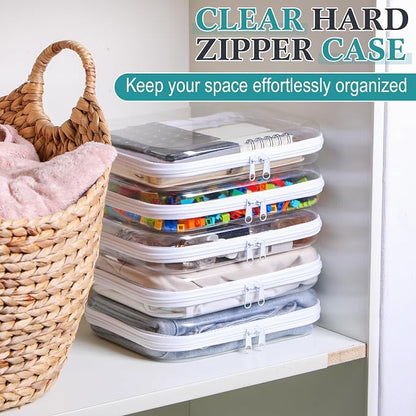 Sanwuta 6 Pcs Clear Hard Zipper Case Hard Plastic Zipper Pouches Transparent - Image 5