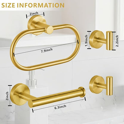 Bathroom Hardware Set Includes Towel Ring, Toilet Paper Holder and 2 Towel Hooks - Image 6