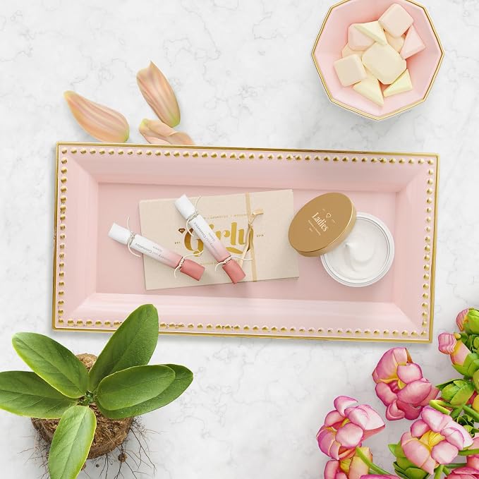 2 Pack Pink Bathroom Vanity Tray - Image 2