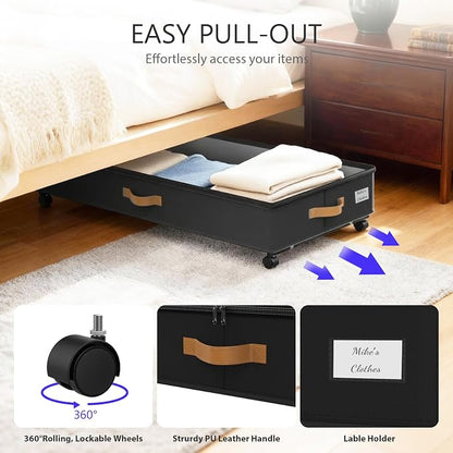 Under Bed Storage with Wheels 2-Pack, 75L XXL Under the Bed Storage Containers - Image 4
