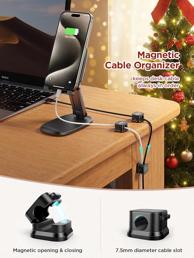 6 Pack Magnetic Cable Clips Cord Holder, Under Desk Cable Management, JOYROOM - Image 2