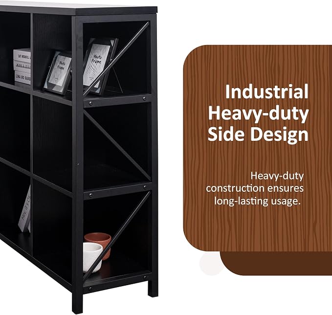 12 Cube Storage Organizer Bookshelf, Industrial Horizontal Bookcase, Accent - Image 5
