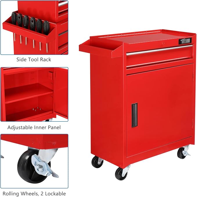 TUFFIOM 5-Drawer Rolling Tool Chest, Tool Storage Cabinet w/Drawers, Lockable - Image 6