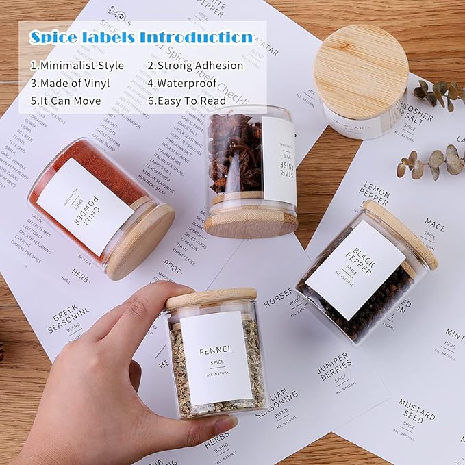 Glass Spice Jars with Bamboo Lids - Image 5