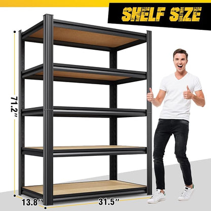 Garage Shelving for Home & Workshop Organization, 5-Tier Adjustable Metal - Image 3