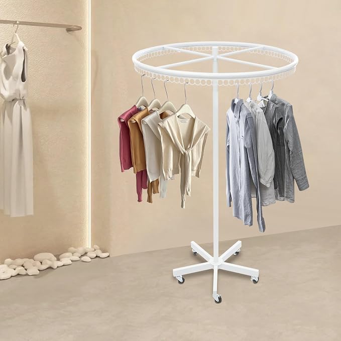 360° Rotatable Round Clothes Rack, Floor Standing Rotating Clothes Rack - Image 4