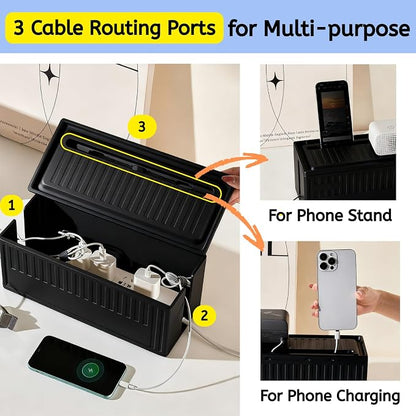 Cable Box - Cable Management Kit, Medium Cord Hider Box to Conceal Power Strip - Image 3