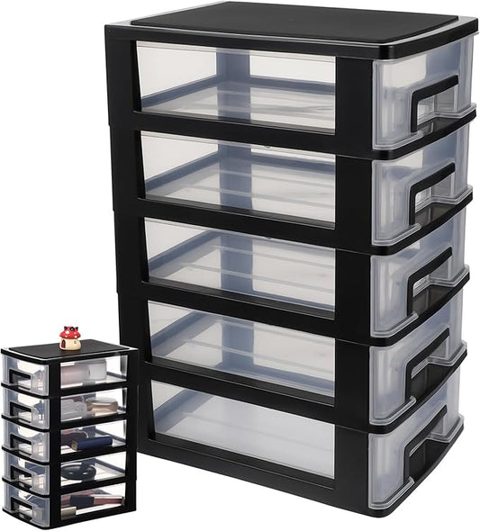 Cabilock 5 Drawer Plastic Storage Organizer Clear Desktop Drawer Storage Cabinet by cabilock