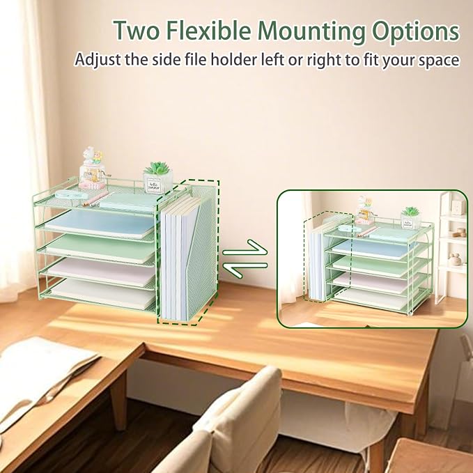 AUPSEN Green Desk Accessories Organizer, 5-Tier Letter Tray Paper Organizer - Image 2