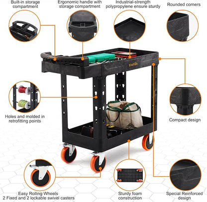 ELAFROS Heavy Duty Plastic Utility Cart 41.3 x 17 Inch - Image 3