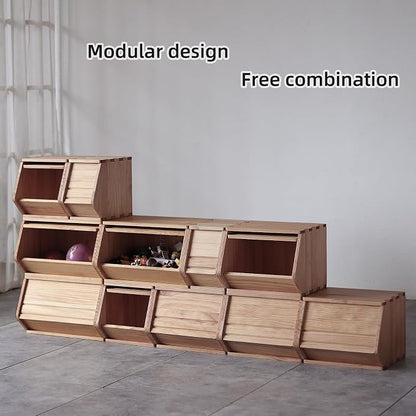 Stackable Solid Wood Storage Chest, Hall Entryway Cabinet, Bins - Image 2