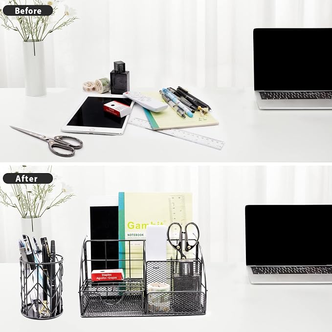 KAAKOW Black Desk Organizers and Accessories Office Supplies Set Stapler - Image 6