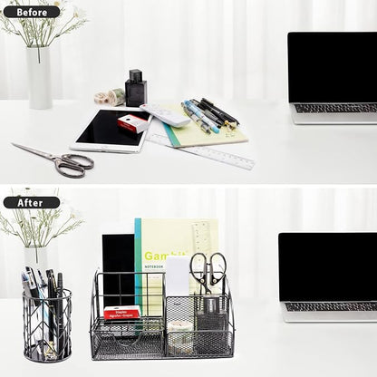 KAAKOW Black Desk Organizers and Accessories Office Supplies Set Stapler - Image 6