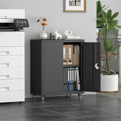 Metal Cabinet with Wheels, Steel Cabine with Locking Doors, Small Cabinet with - Image 7