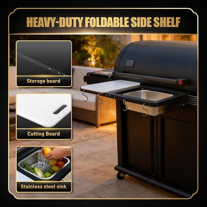 Foldable Front Shelf for Traeger Woodridge Pro/Pro Plus/Elite/Ironwood Series - Image 4