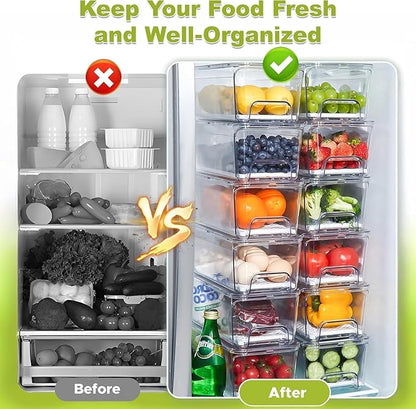 Pull Out Fridge Organizer Drawer, Stackable Refrigerator Storage Bins - Image 3