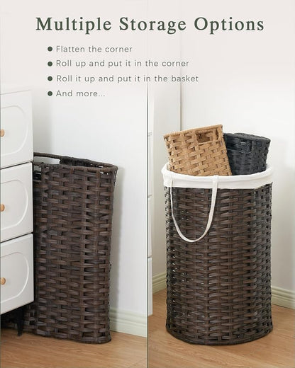 Laundry Basket with Lid Round Rattan Laundry Hamper with Lid and Handles 29.1 - Image 5