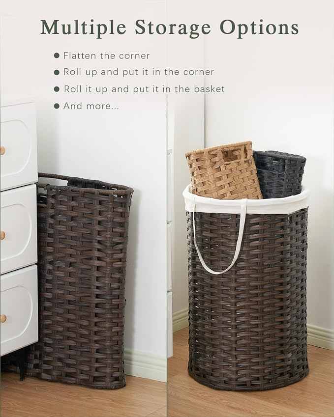 Laundry Hamper Laundry Basket Round 19.0 Gal Handwoven Rattan Laundry Basket - Image 6