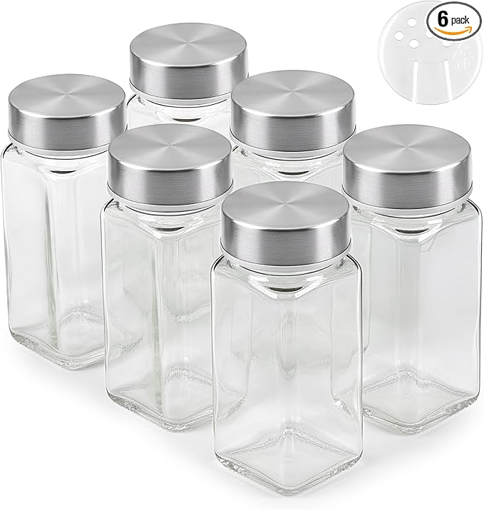 Glass Spice Jars and stainless Steel Lids Spice Containers by EDELHAUS