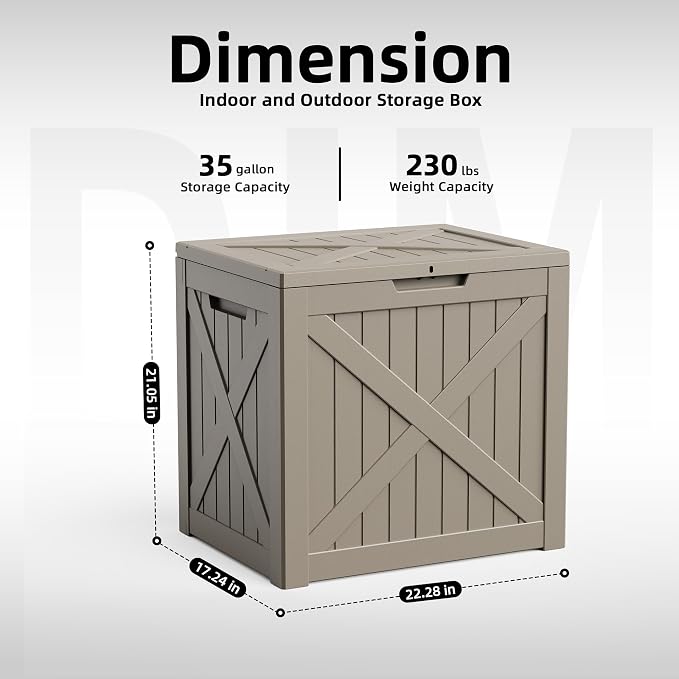 EasyUp 35 Gallon Deck Boxes Outdoor Waterproof, Weatherproof Outdoor Deck Box - Image 7