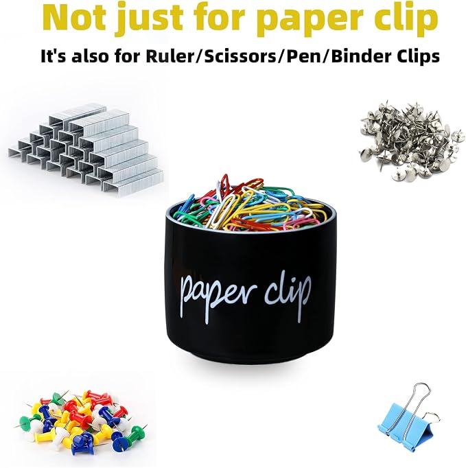 ONTUBE Farmhouse Paper Clip Holders, Ceramic Binder Clip Dispenser Organizer - Image 2
