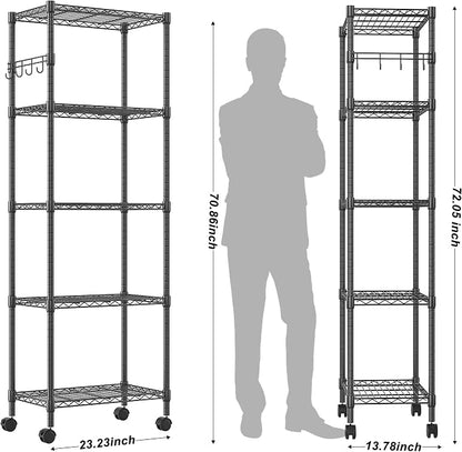 Homdox 5 Tier Wire Shelving Unit on Wheels, Adjustable Storage Racks and - Image 3