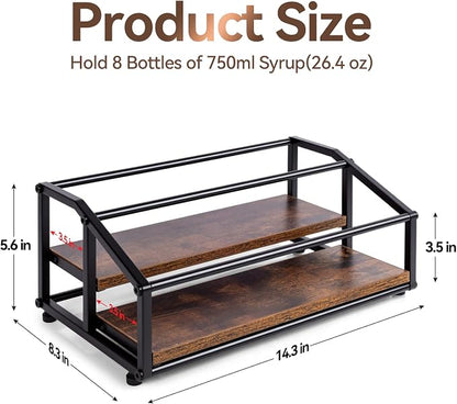 Coffee Syrup Organizer Rack, Liquor Bottle Display Shelf, 2 Tier 8 Syrup - Image 2