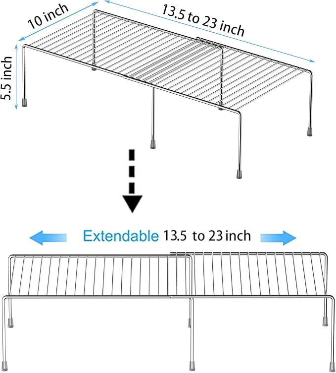 Redrubbit Expandable Metal Rustproof Kitchen Counter & Cabinet Shelf, 1 Shelf - Image 3