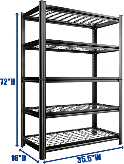 5 Tier Wire Garage Shelving Heavy Duty Storage Shelving 73" H x 36" W x 16" D - Image 2