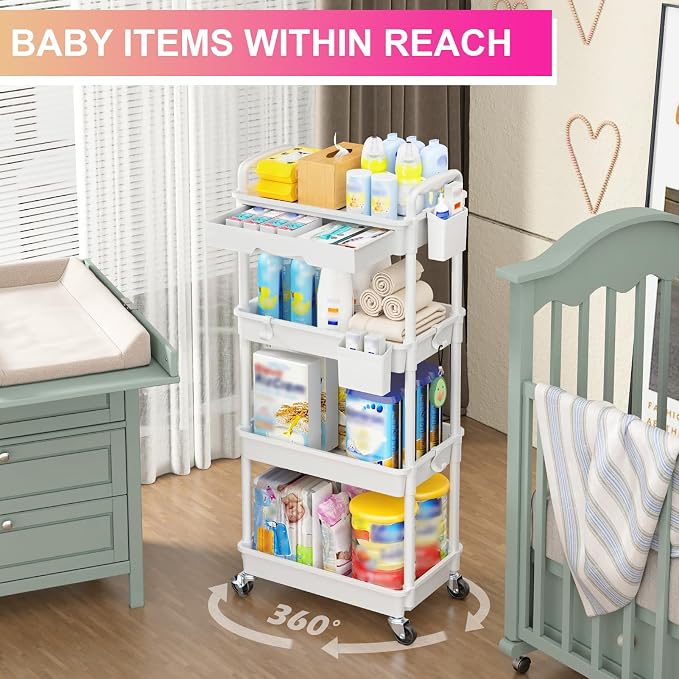 Goovilla 4 Tier Rolling Utility Cart Organizer - Image 6